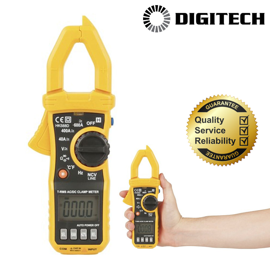 True RMS 600A AC/DC Clamp Meter Includes DC current measurement ...
