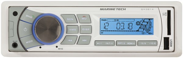 Marine AM/FM Radio with MP3 Player Bluetooth UV-resistant faceplate trim ring