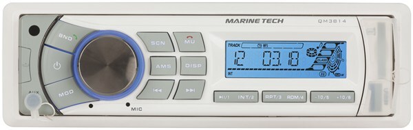 Marine AM/FM Radio with MP3 Player Bluetooth UV-resistant faceplate trim ring