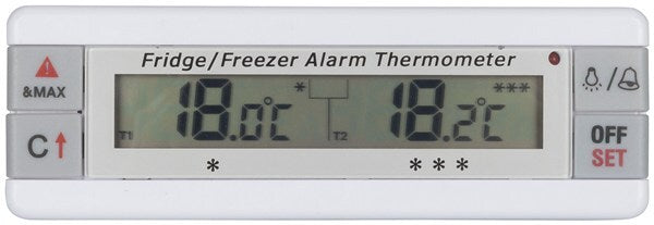 Dual Display Digital Thermometer for Fridge Freezer with Dual Probes LED Alarms