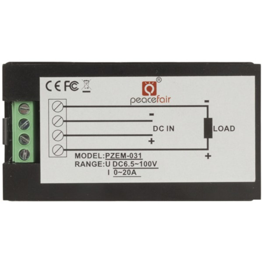 Powertech 20A 6.5-100V DC Power Meter with Built-In Shunt 0.2W power consumption