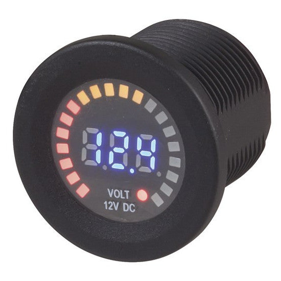 5-30VDC LED Voltmeter shows the voltage numerically and on a bar graph