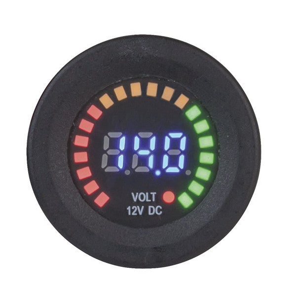 5-30VDC LED Voltmeter shows the voltage numerically and on a bar graph