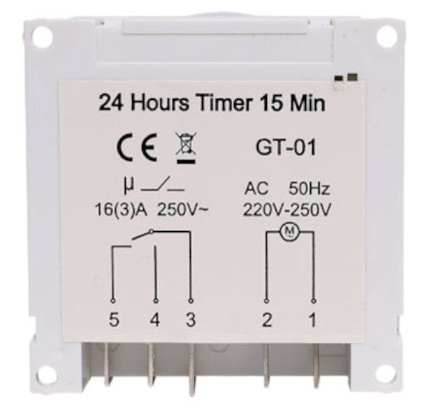 16A 240VAC Manual Mains Timer Switch 6.3mm Spade Connections