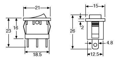 SPST Momentary On Off Mini Rocker Switch Black