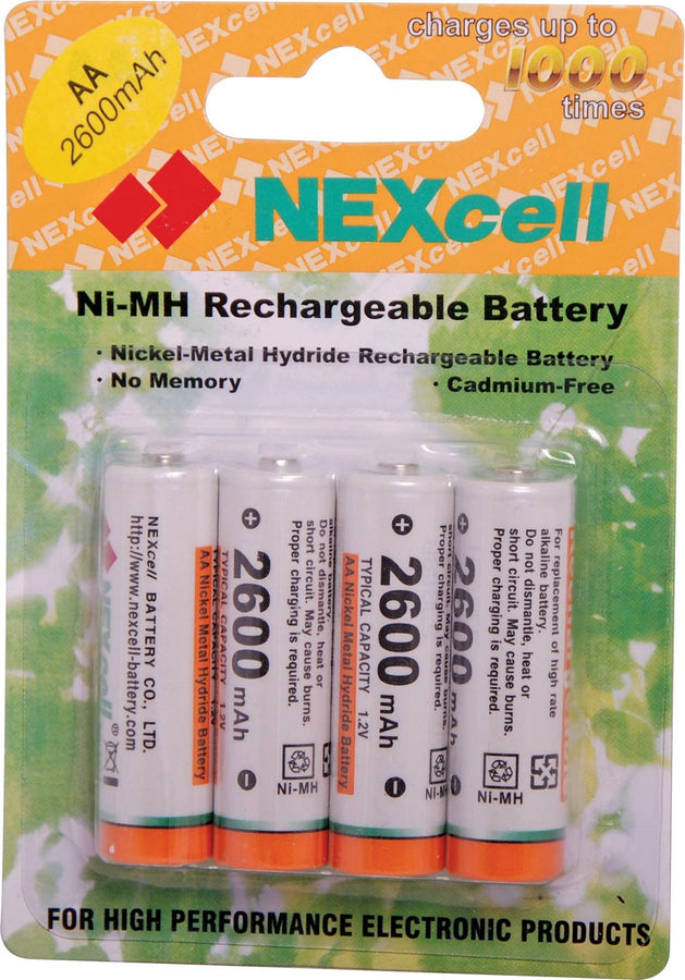 NexCell AA 2600mA NiMH Rechargeable Battery 4 pack