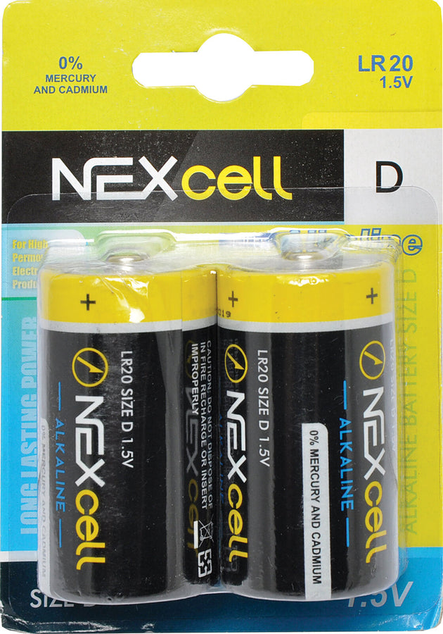 D Nexcell Mercury Free Alkaline Battery 2pk