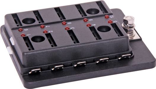 Blade Fuse Block Panel With LED 10 Fuse