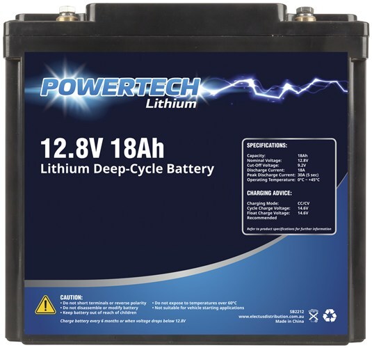 Powertech 12.8V 18Ah Lithium Deep Cycle Battery Equivalent Lead Acid Battery