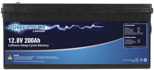 Powertech 12.8V 200Ah Lithium Deep Cycle Battery  Advanced Management System