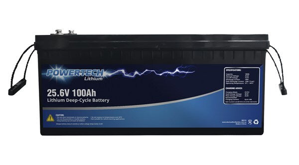 Powertech 25.6V 100Ah Lithium Deep Cycle Battery Life Cycle of over 2000 Charges