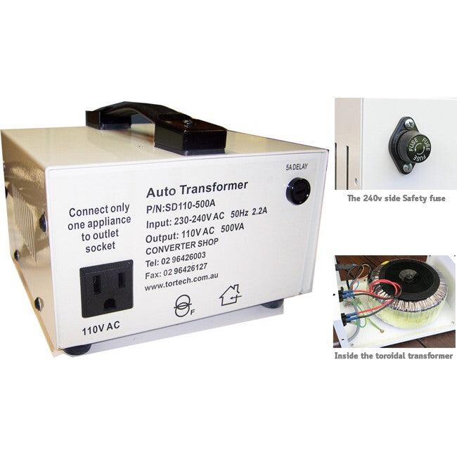 TorTech SD110-A500W 500W Auto Stepdown Transformer Not isolated