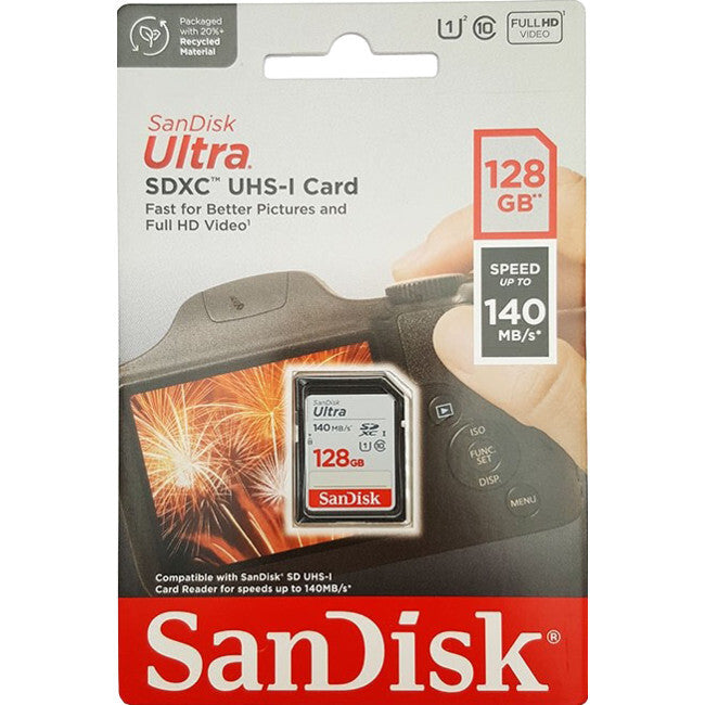 SANDISK SD128ULTRA-140 128GB 140MBS  Water Resistant SDXC Card