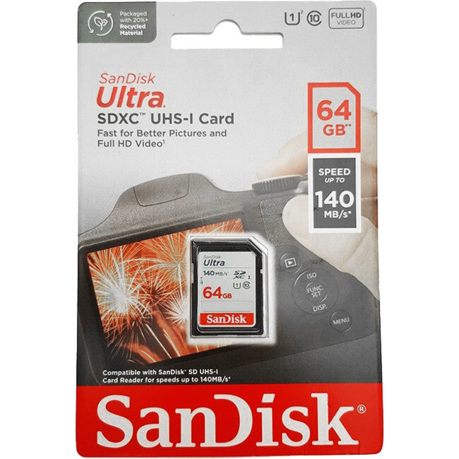 SanDisk SD64ULTRA-140 64GB 140MBS UHS-1 Waterproof SDXC Card