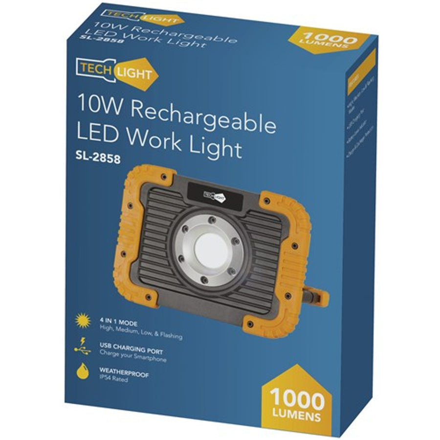 Techlight 10W Rechargeable 1000 Lumen LED IP54 Rating  Outdoor Work Light