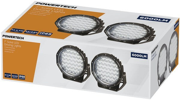 Powertech 6000 Lumen 7 Inch Solid LED Driving lights to illuminate the road ahead