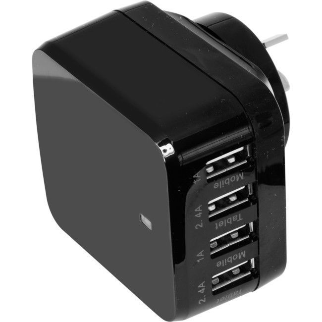 DOSS SM568B 4 Port USB 5V 6.8A Charger Interchageable Travel Adaptor Black