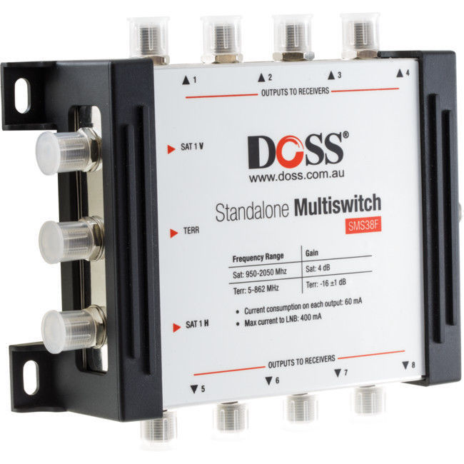 Doss SMS38F Standalone Multiswitch 3 in 8 Out TV signals to Multiple receivers