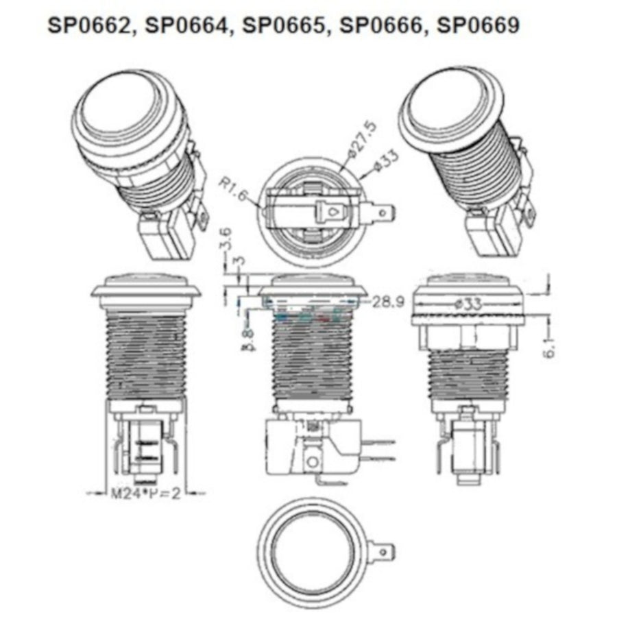 Red Arcade Button Switch with LED Illumination