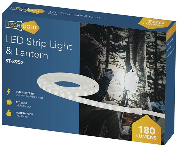 Techlight USB Flexible LED Strip Light with Magnetic Mounts and Carry Bag