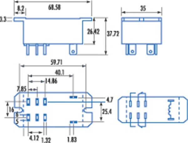 240V AC Panel Mount Relay For 50Hz 4500 ohm Coil Current