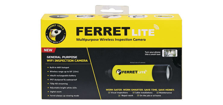 Ferret Lite Inspection Camera Kit Built in Wi-Fi hotspot wireless & rechargeable