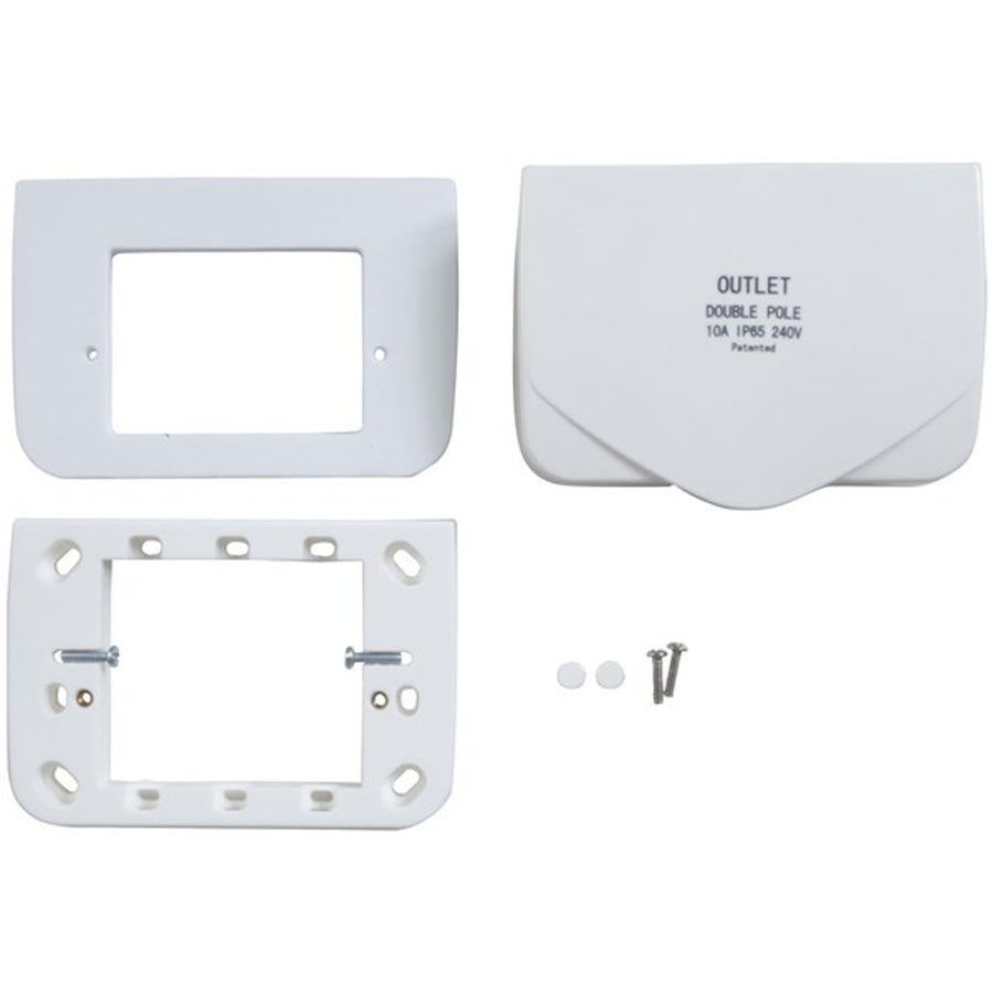 Double Mains Outlet GPO Socket IP65 Weatherproof Clipdown Cover Pilot Lights