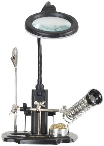 Duratech 90mm Glass Lens with Soldering Iron Stand Third Hand LED Magnifying Lamp