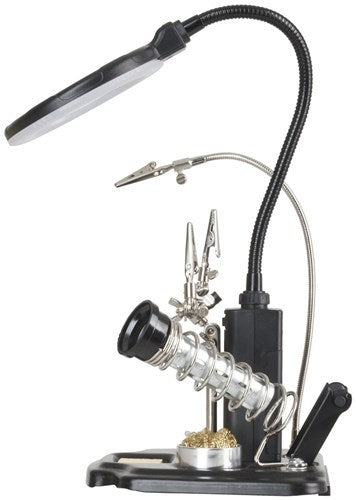 Duratech 90mm Glass Lens with Soldering Iron Stand Third Hand LED Magnifying Lamp