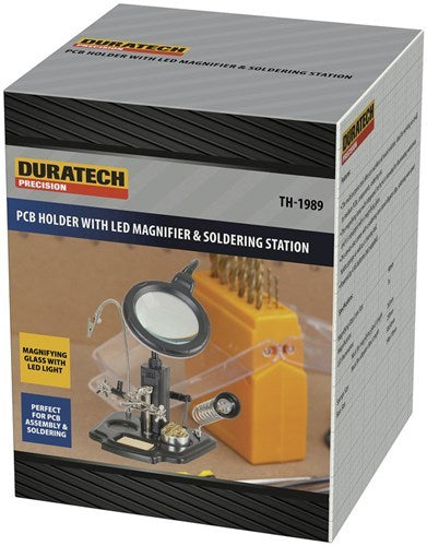 Duratech 90mm Glass Lens with Soldering Iron Stand Third Hand LED Magnifying Lamp