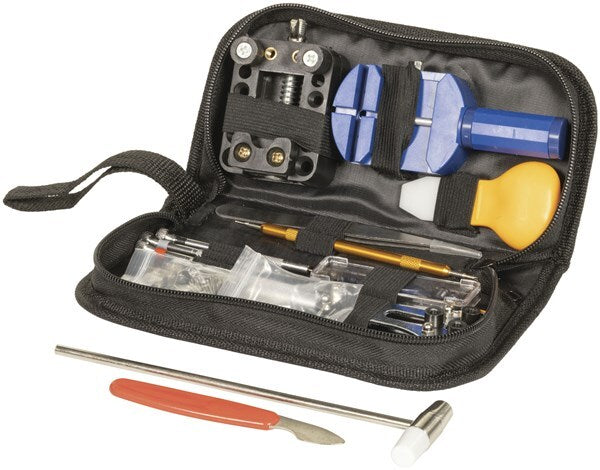 14 Piece Watch Repair Kit Includes Case Holder and Pin Extractor Press-Tweezers