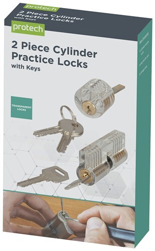 2 Piece Cylinder Practice Locks with Plastic storage case