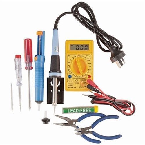 25W Soldering Iron Starter Kit with DMM De-Soldering Tool with Spare Tip