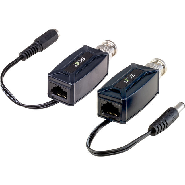 Video Power CAT5 Transceiver Balun RJ45 to BNC with DC Power