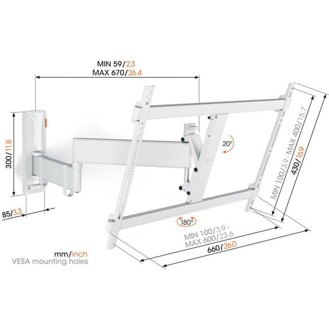 Vogels Comfort Series Full Motion 40 to 77inch TV Wall Mount Bracket max 35kg