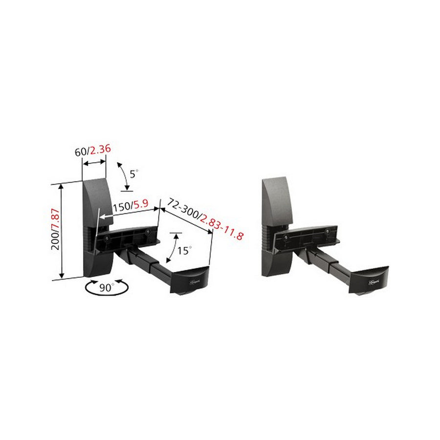 Vogels VLB200 Medium Speaker Bracket for Bookshelf Loudspeakers Max 20Kg Black