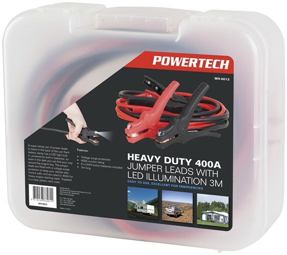 Powertech Heavy Duty 400A 3m Jumper Leads with LED Illumination