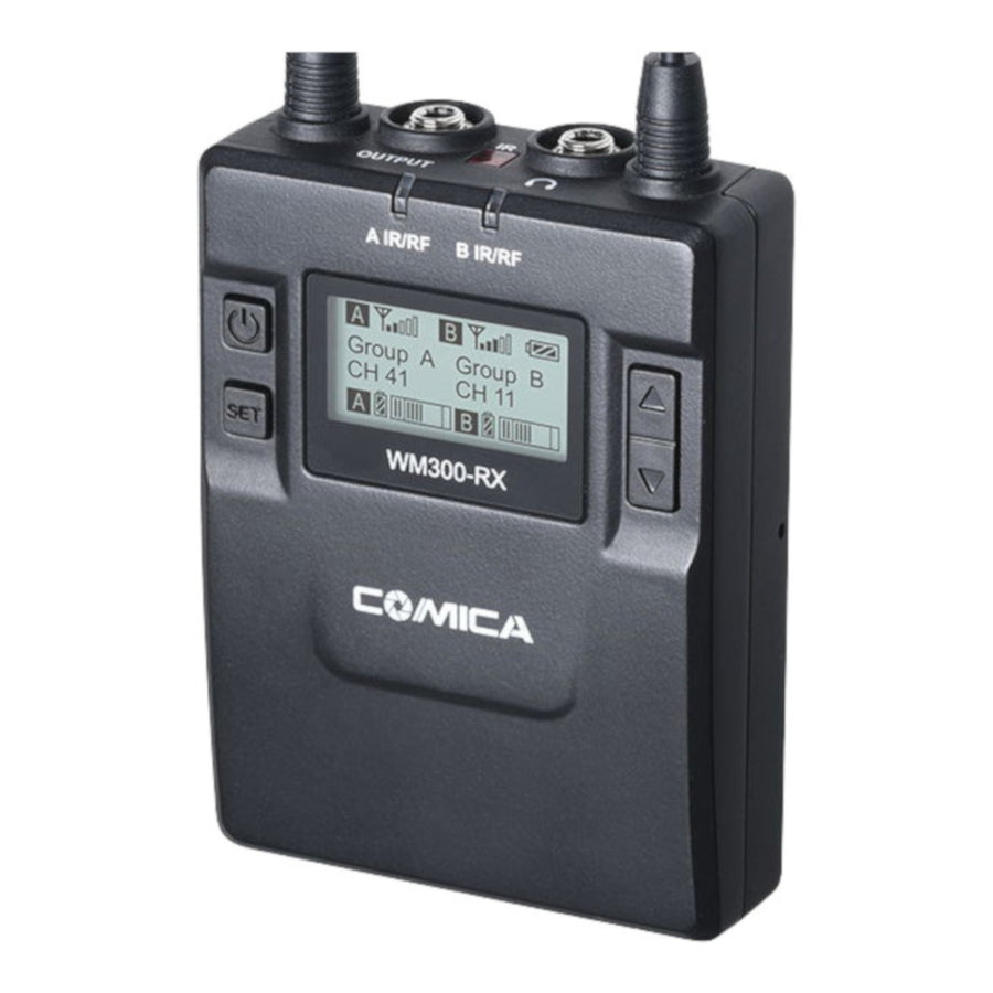 COMICA WM300A Camera Mount UHF Wireless Microphone with Dual Transmitter Black