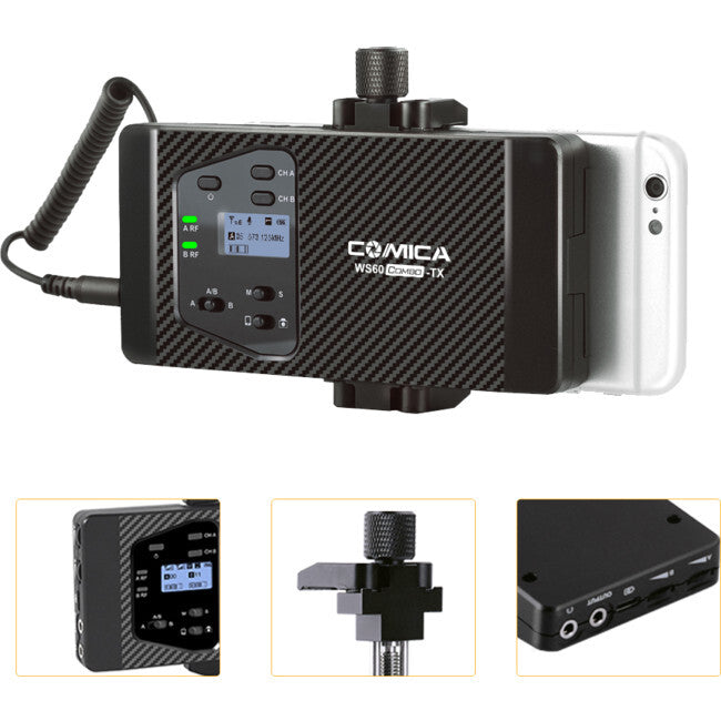 COMICA WS60COMBO Dual mic UHF Wireless Microphone System for DSLR & Smartphones