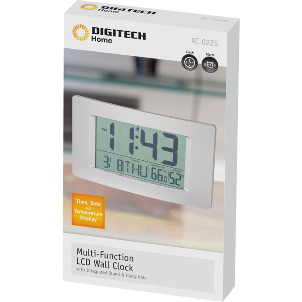 Digitech Multi-Function 194 x 110mm LCD Wall Clock Time Date Temperatu ...