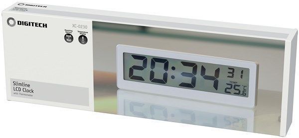 Digitech Stylish Large Digital LCD Clock Thermometer Temperature Wall Mountable