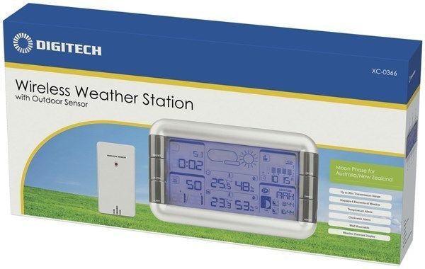 Digitech Wireless Weather Station with Outdoor Sensor Clock Alarm Barometer