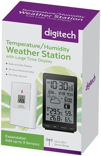 Digitech Temperature/Humidity Weather Station for desk top Garage Range 30-50m