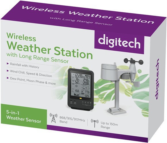 Digitech Digital Weather Station with Monochrome Display clear LCD screen