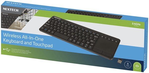 Nextech 12 Function and 5 Media Hotkeys Wireless All-in-One Keyboard and Touchpad