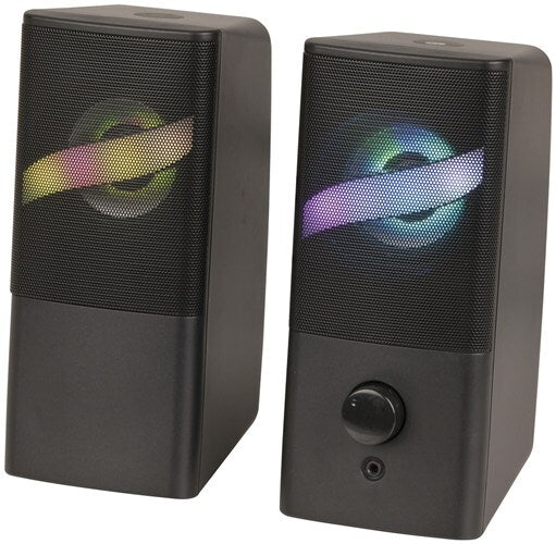 2CH USB Powered PC Stereo Speakers with RGB Lights 3.5mm Headphone Socket