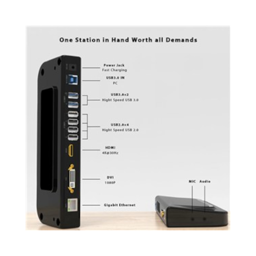 11 in 1 Multifunction Hub with HDMI DVI Audio Socket & Microphone USB Port