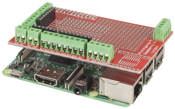 Prototyping Hat for Raspberry Pi Includes screw terminals and solder points