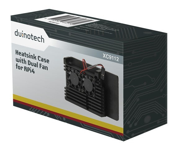 Duinotech Heatsink Case with Dual Fan for RPi4