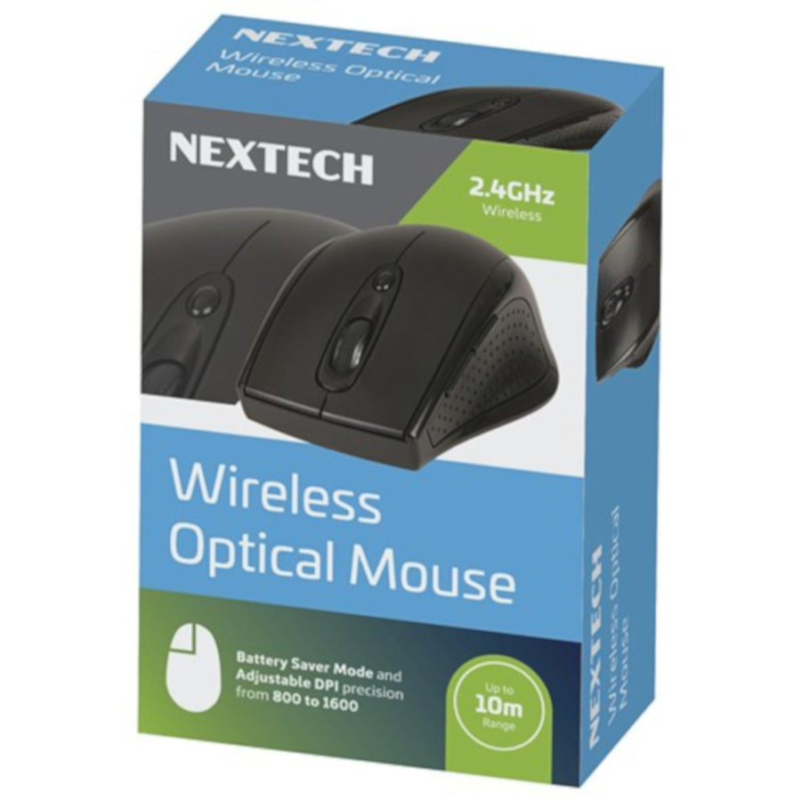 NEXTECH 2.4GHz Wireless Optical Mouse Upto 10m Range 1600DPI Battery Saver Mode